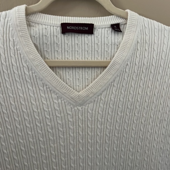 Nordstrom Men’s sweater vest color cream 100%cotton Vneck size XL - Picture 4 of 12